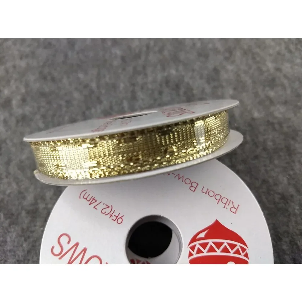 Metallic Ribbon Wired Bowtique Craft Gift Wrap Christmas Gold & Silver Lot/8 NEW